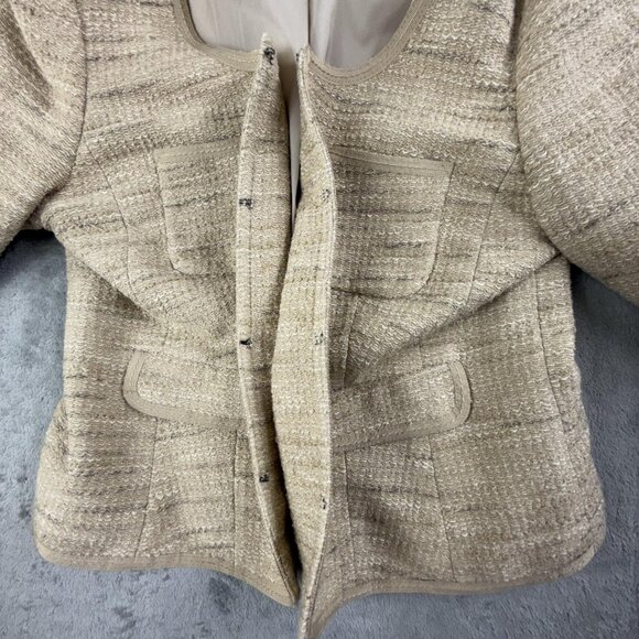 Banana Republic Jacket Womens 8 Petite Italian Fabric Textured Tweed Pockets - Picture 5 of 16